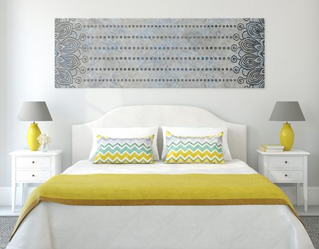 WANDBILD MANDALA AUF GRAUEM UNTERGRUND - BILDER MIT FENG SHUI-MOTIVEN - BILDER