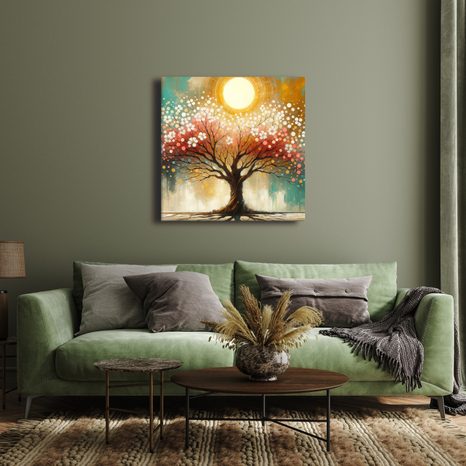 WANDBILD BAUM DES LEBENS MIT BLUMEN - BILDER BÄUME DES LEBENS - BILDER