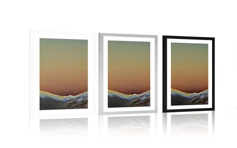 POSTER MIT PASSEPARTOUT BEZAUBERNDE NATUR BEI NACHT - MOTIVE AUS UNSERER WERKSTATT - POSTER