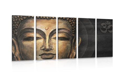 5-TEILIGES WANDBILD BUDDHAS GESICHT - BILDER MIT FENG SHUI-MOTIVEN - BILDER