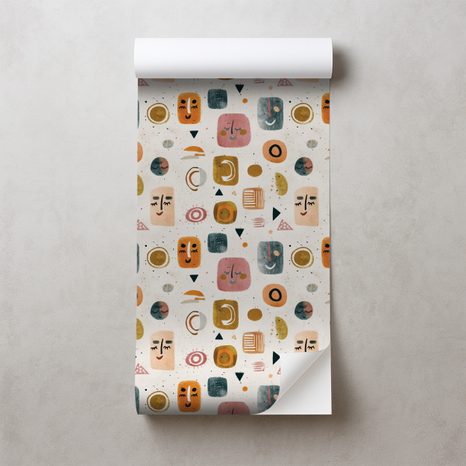 SAMOLJEPLJIVA TAPETA APSTRAKTNA LICA I GEOMETRIJA - DJEČJE TAPETE - TAPETE