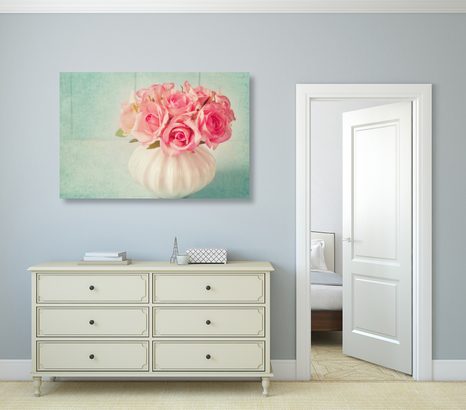 QUADRO SU TELA – ROSE NEL VASO - QUADRI DI FIORI - STAMPE E QUADRI