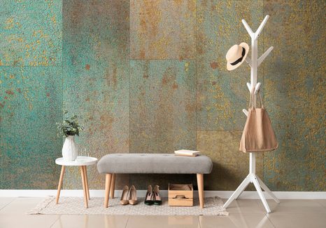 FOTOTAPETE WAND IN TÜRKIS UND KUPFER - TAPETEN - 🔥 TOTALAUSVERKAUF