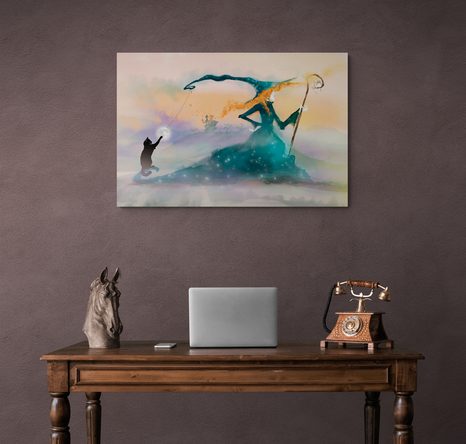 WANDBILD GEMALTE HEXE - BILDER FÜR KINDER - BILDER