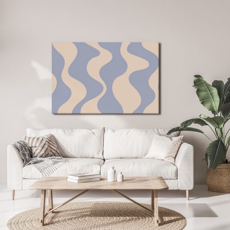 TABLEAU SUR TOILE – COURBES ABSTRAITES DÉLICATES EN BLEU - IMAGES FORMES ABSTRAITES - TABLEAUX