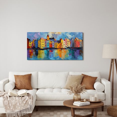 SLIKA ŠARMANTNI GRAD U BOJAMA - ŠARENE KUĆE - SLIKE