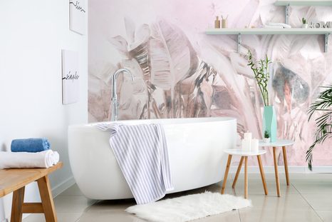 CARTA DA PARATI – NATURA MORTA SFUMATA CON FOGLIE - CARTA DA PARATI LETTERE - CARTA DA PARATI