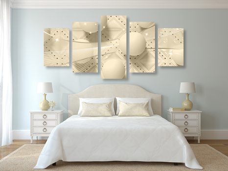 5-DÍLNÝ OBRAZ LUXUS V SÉPIOVÉ PROVEDENÍ - ABSTRAKTNÍ OBRAZY - OBRAZY