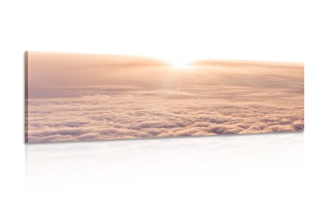 WANDBILD SONNENUNTERGANG AUS DEM FLUGZEUGFENSTER - BILDER VON NATUR UND LANDSCHAFT - BILDER