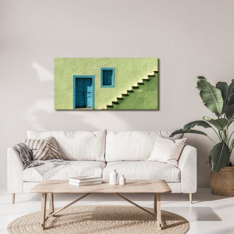 OBRAZ ZELENÁ FASÁDA S OKNEM - BAREVNÉ DOMY - OBRAZY