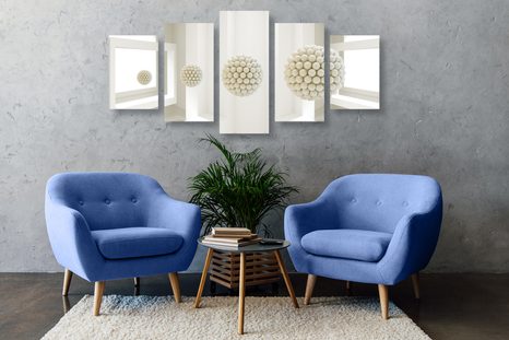 5-DÍLNÝ OBRAZ KULIČKY V PROSTORU - ABSTRAKTNÍ OBRAZY - OBRAZY