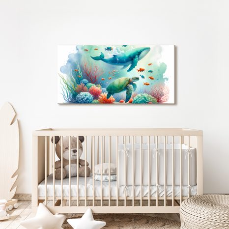 OBRAZ ŽELVA A VELRYBA V OCEÁNU - PICTURES UNDERWATER WORLD - PICTURES