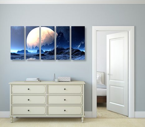 5-DÍLNÝ OBRAZ FANTASY KRAJINA - OBRAZY VESMÍRU A HVĚZD - OBRAZY