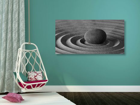 OBRAZ MEDITUJÚCI KAMEŇ V ČIERNOBIELOM PREVEDENÍ - ČIERNOBIELE OBRAZY - OBRAZY