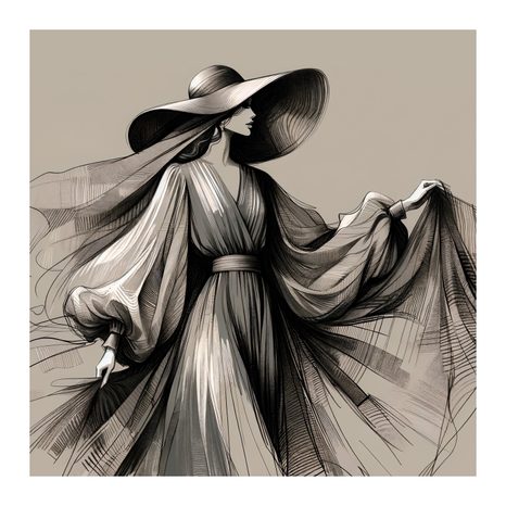 WANDBILD FRAU IM FLIESSENDEN KLEID - WANDBILDER FRAUEN - BILDER