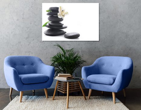 WANDBILD ZEN-STEINE MIT LILIE - BILDER MIT FENG SHUI-MOTIVEN - BILDER