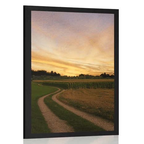 AFFICHE COUCHER DE SOLEIL SUR LE PAYSAGE - NATURE - AFFICHES