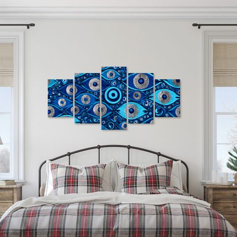 TABLEAU EN 5 PARTIES – YEUX BLEUS PROTECTEURS - TABLEAUX PAR THÈME - TABLEAUX