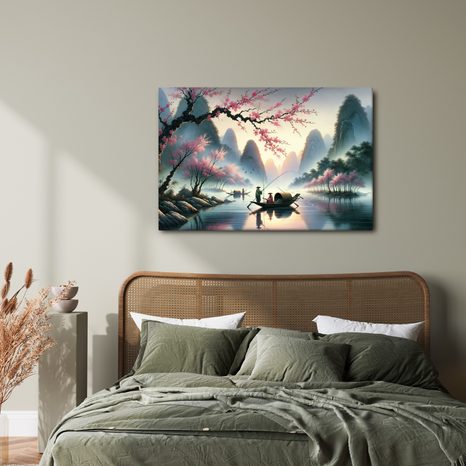 WANDBILD FISCHER UNTER KIRSCHBLÜTEN - WANDBILDER NACH MOTIV - BILDER