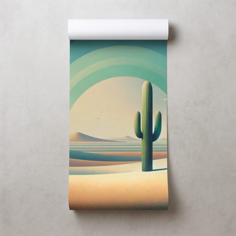 TAPETA PASTELOVÁ POUŠŤ S KAKTUSEM - TAPETY KVĚTINY - TAPETY