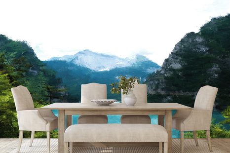 SAMOLEPÍCÍ TAPETA MALOVANÉ HORSKÉ JEZERO - SAMOLEPÍCÍ TAPETY - TAPETY