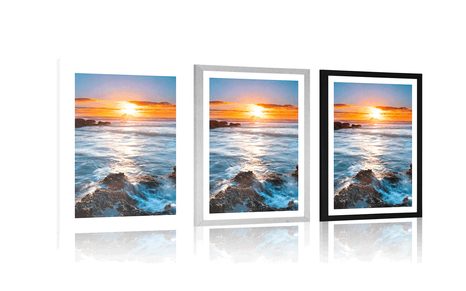 POSTER WITH MOUNT ROMANTIC SUNSET - NATURE - POSTERS