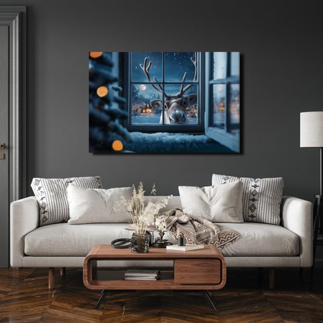 WANDBILD NEUGIERIGES WEIHNACHTSHRENTIER - WEIHNACHTS- UND WINTERBILDER - BILDER