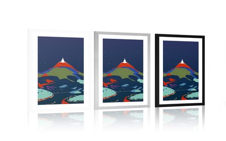 PLAGÁT S PASPARTOU MEDITÁCIA BUDHU NA VRCHOLE - MOTÍVY Z NAŠEJ DIELNE - PLAGÁTY