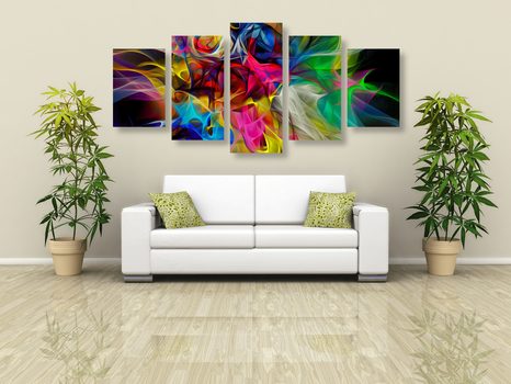 TABLOU 5-PIESE HAOSUL DE CULOARE ABSTRACTĂ - TABLOURI ABSTRACTE - TABLOURI