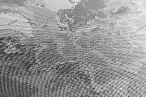 WANDBILD AUF KORK KLASSISCHE WELTKARTE IN SCHWARZ-WEISS - WANDBILDER AUF KORK - BILDER