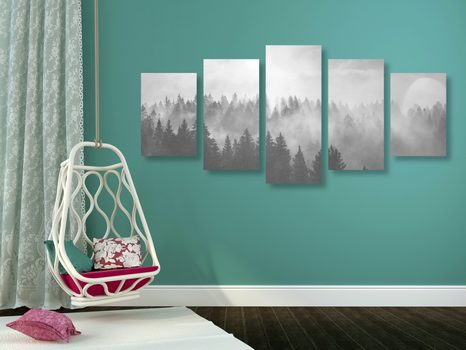 КАРТИНИ ОТ 5 ЧАСТИ – МЪГЛА НАД ГОРАТА В ЧЕРНО-БЯЛО - ЧЕРНО-БЕЛИ КАРТИНИ - КАРТИНИ