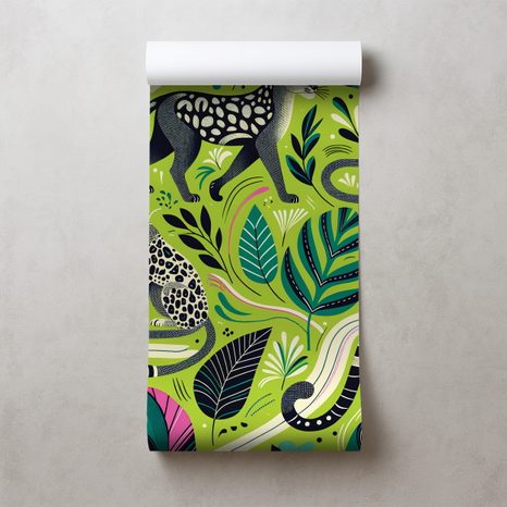 TAPETE LEOPARDEN IM TROPISCHEN DSCHUNGEL - TAPETEN MIT TIERMOTIVEN - TAPETEN