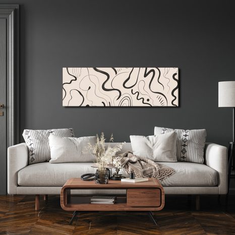 TABLEAU SUR TOILE – JEU MINIMALISTE DE TRAITS LIBRES - IMAGES FORMES ABSTRAITES - TABLEAUX