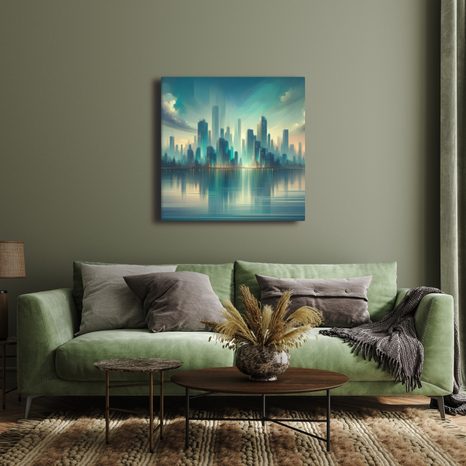 OBRAZ ODRAZ MĚSTA NA HLADINĚ - OBRAZY MĚSTA - OBRAZY