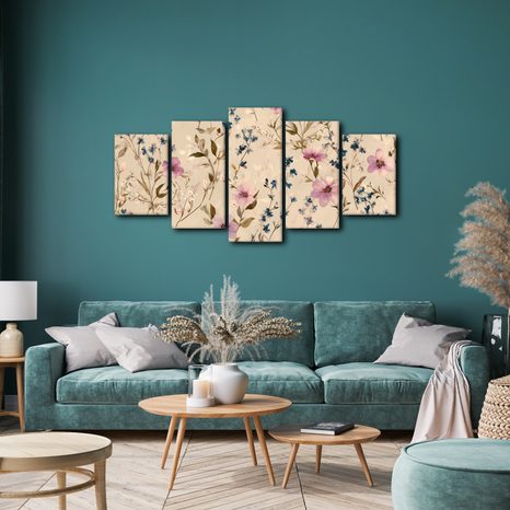 5-TEILIGES WANDBILD BLUMIGE HARMONIE - BILDER BLUMEN - BILDER