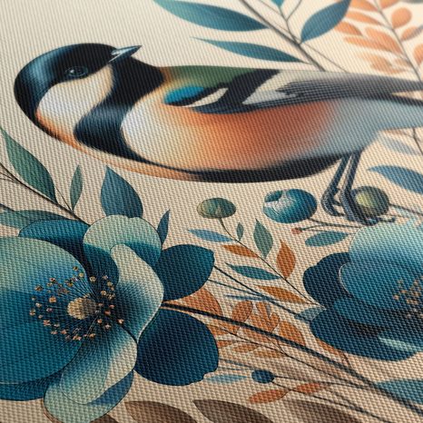 OBRAZ SÝKORKA V KVĚTINOVÉ ZAHRADĚ - OBRAZY PTÁCI - OBRAZY