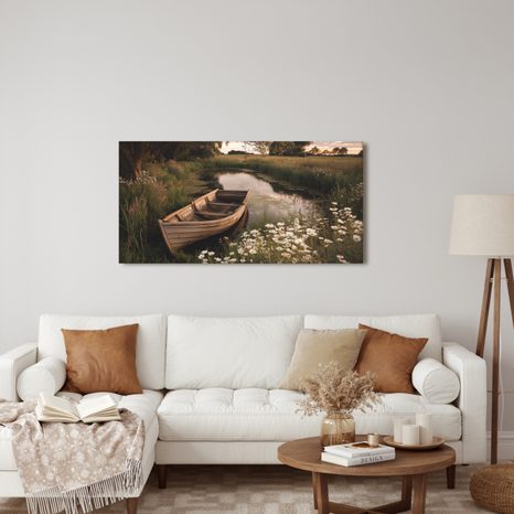 WANDBILD BOOT IN BLUMIGER BUCHT - BILDER SEEN - BILDER