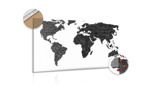 PARAFA KÉP FEKETE FEHÉR VILÁG TÉRKÉP - PARAFA KÉPEK - KÉPEK