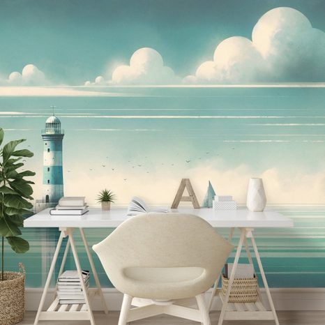 SAMOLEPÍCÍ TAPETA MAJÁK NA KLIDNÉM MOŘI - TAPETY MOŘE A PLÁŽ - TAPETY