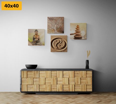 SET OBRAZOV FENG SHUI V BÉŽOVÝCH ODTIEŇOCH - ZOSTAVY OBRAZOV - OBRAZY