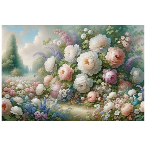 TAPETE PASTELLFARBENER BLUMENGARTEN - TAPETEN MIT BLUMENMOTIVEN - TAPETEN