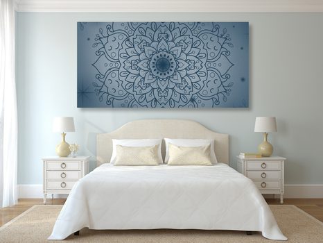 SLIKA TEMNO MODRI CVET MANDALE - SLIKE FENG SHUI - SLIKE