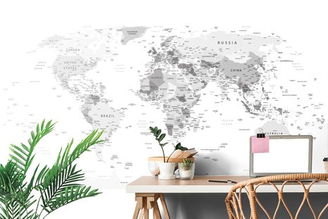 CARTA DA PARATI AUTOADESIVA – MAPPA IN BIANCO E NERO CON NOMI - CARTA DA PARATI AUTOADESIVE - CARTA DA PARATI