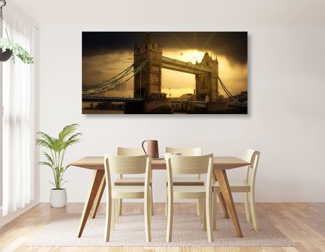 OBRAZ ZÁPAD SLUNCE NAD TOWER BRIDGE - OBRAZY MĚSTA - OBRAZY
