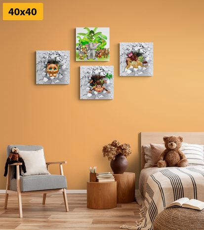 SET OBRAZŮ DŽUNGLE PLNÁ ZVÍŘAT - SESTAVY OBRAZŮ - OBRAZY