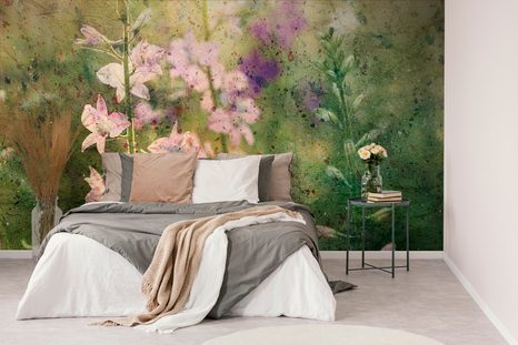 TAPETA AKVARELOVÁ KRESBA ROSTLINY - TAPETY KVĚTINY - TAPETY