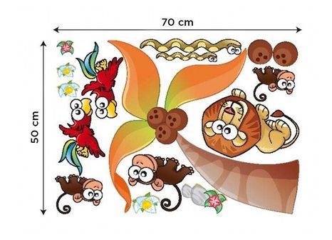 DEKORATIVE WANDAUFKLEBER DSCHUNGELTIERE - FÜR KINDER - AUFKLEBER