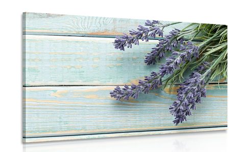 QUADRO DI LAVANDA SU SFONDO IN LEGNO - QUADRI DI FIORI - QUADRI