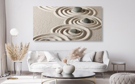 KÉP ZEN KÖVEK HOMOK KÖRBEN - FENG SHUI KÉPEK - KÉPEK