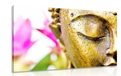 WANDBILD GOLDENES GESICHT VON BUDDHA - BILDER MIT FENG SHUI-MOTIVEN - BILDER